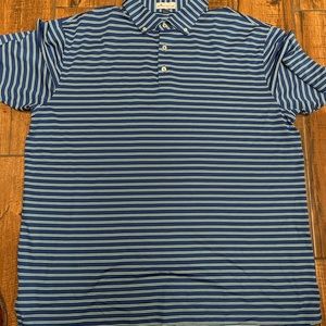 PETER MILLAR BLUE,GREEN,WHITE STRIPE POLO SZ XL